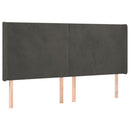 sengegavl med kanter 163x16x118/128 cm fløjl mørkegrå