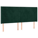 sengegavl med kanter 163x16x118/128 cm fløjl mørkegrøn
