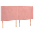sengegavl med kanter 163x16x118/128 cm fløjl lyserød