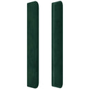 sengegavl med kanter 203x16x118/128 cm fløjl mørkegrøn
