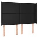 sengegavl med kanter 147x16x118/128 cm kunstlæder sort