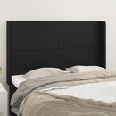sengegavl med kanter 147x16x118/128 cm kunstlæder sort