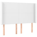 sengegavl med kanter 147x16x118/128 cm kunstlæder hvid