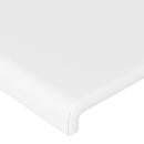 sengegavl med kanter 147x16x118/128 cm kunstlæder hvid