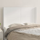 sengegavl med kanter 147x16x118/128 cm kunstlæder hvid