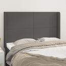 sengegavl med kanter 147x16x118/128 cm kunstlæder grå
