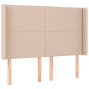 sengegavl med kanter 147x16x118/128 cm kunstlæder cappuccino