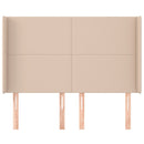 sengegavl med kanter 147x16x118/128 cm kunstlæder cappuccino