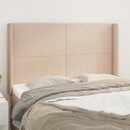 sengegavl med kanter 147x16x118/128 cm kunstlæder cappuccino