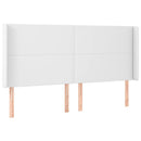 sengegavl med kanter 163x16x118/128 cm kunstlæder hvid