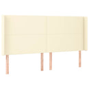 sengegavl med kanter 163x16x118/128 cm kunstlæder cremefarvet