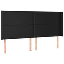 sengegavl med kanter 183x16x118/128 cm kunstlæder sort