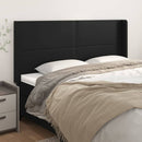 sengegavl med kanter 203x16x118/128 cm kunstlæder sort