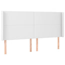 sengegavl med kanter 203x16x118/128 cm kunstlæder hvid