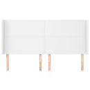sengegavl med kanter 203x16x118/128 cm kunstlæder hvid
