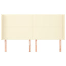 sengegavl med kanter 203x16x118/128 cm kunstlæder cremefarvet