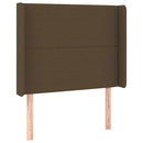 sengegavl med kanter 93x16x118/128 cm stof mørkebrun