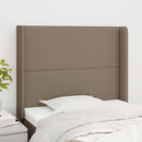 sengegavl med kanter 93x16x118/128 cm stof gråbrun