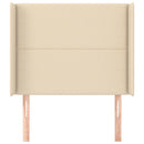 sengegavl med kanter 93x16x118/128 cm stof cremefarvet