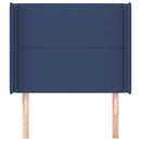 sengegavl med kanter 93x16x118/128 cm stof blå