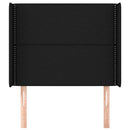 sengegavl med kanter 103x16x118/128 cm stof sort