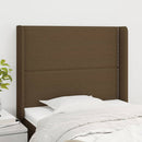 sengegavl med kanter 103x16x118/128 cm stof mørkebrun