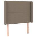 sengegavl med kanter 103x16x118/128 cm stof gråbrun
