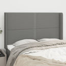 sengegavl med kanter 147x16x118/128 cm stof mørkegrå