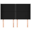 sengegavl med kanter 147x16x118/128 cm stof sort