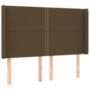 sengegavl med kanter 147x16x118/128 cm stof mørkebrun