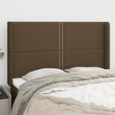 sengegavl med kanter 147x16x118/128 cm stof mørkebrun
