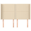 sengegavl med kanter 147x16x118/128 cm stof cremefarvet