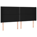 sengegavl med kanter 183x16x118/128 cm stof sort