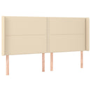 sengegavl med kanter 183x16x118/128 cm stof cremefarvet