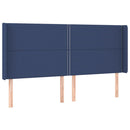 sengegavl med kanter 183x16x118/128 cm stof blå