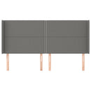 sengegavl med kanter 203x16x118/128 cm stof mørkegrå