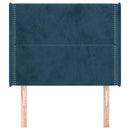sengegavl med kanter 83x16x118/128 cm fløjl mørkeblå