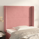 sengegavl med kanter 83x16x118/128 cm fløjl lyserød