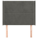sengegavl med kanter 93x16x118/128 cm fløjl mørkegrå