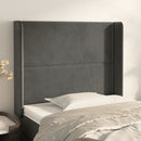 sengegavl med kanter 93x16x118/128 cm fløjl mørkegrå
