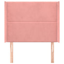 sengegavl med kanter 93x16x118/128 cm fløjl lyserød