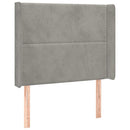 sengegavl med kanter 103x16x118/128 cm fløjl lysegrå