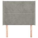 sengegavl med kanter 103x16x118/128 cm fløjl lysegrå