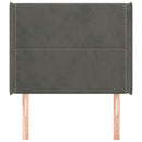 sengegavl med kanter 103x16x118/128 cm fløjl mørkegrå