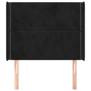 sengegavl med kanter 103x16x118/128 cm fløjl sort