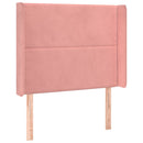 sengegavl med kanter 103x16x118/128 cm fløjl lyserød