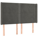 sengegavl med kanter 147x16x118/128 cm fløjl mørkegrå