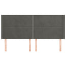 sengegavl med kanter 163x16x118/128 cm fløjl mørkegrå