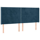 sengegavl med kanter 163x16x118/128 cm fløjl mørkeblå