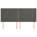 sengegavl med kanter 183x16x118/128 cm fløjl mørkegrå